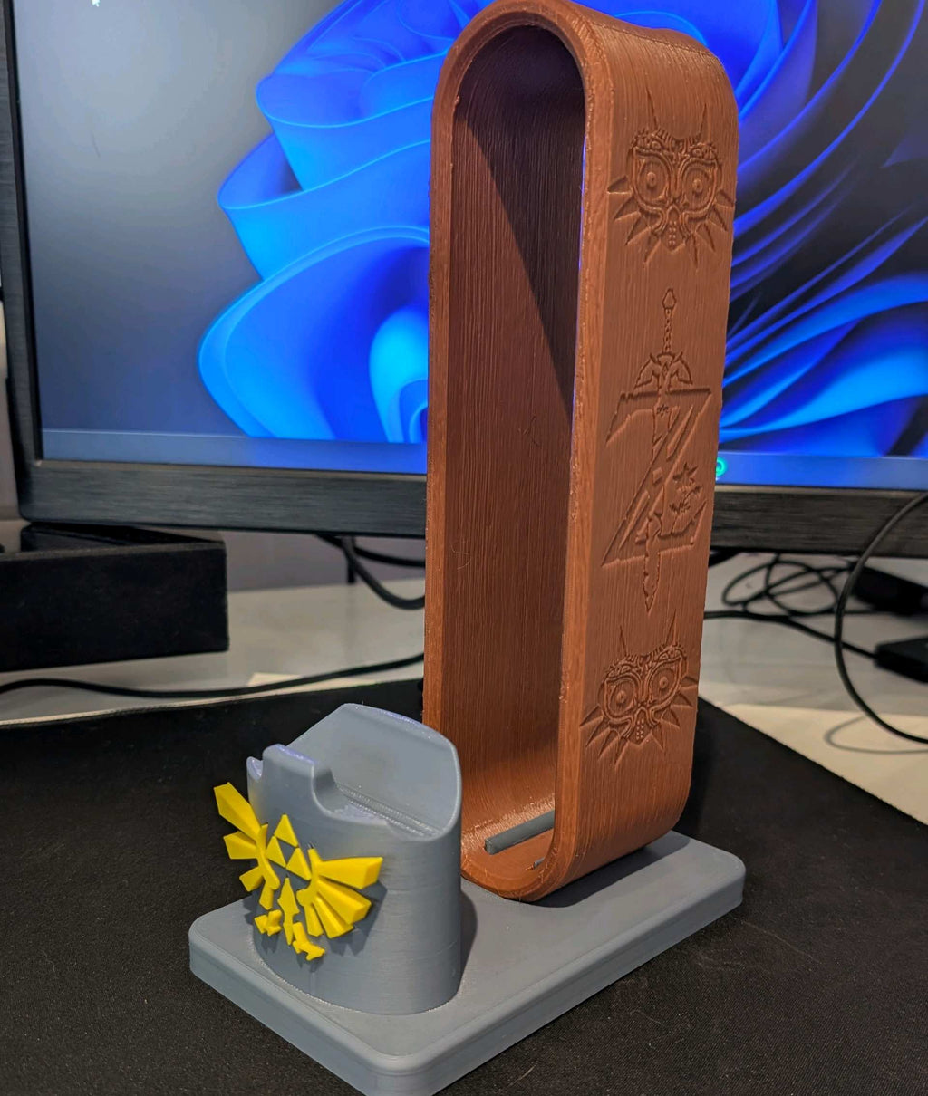 Inspirado en Zelda. Soporte para auriculares y mando