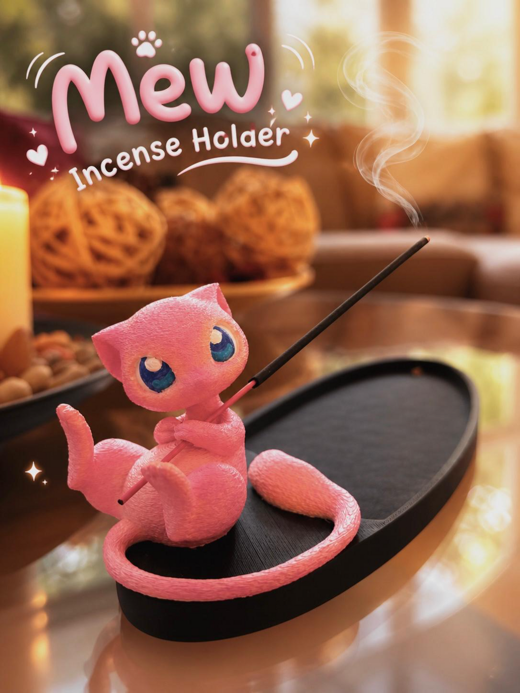 Incienso Bandeja para Porta Incienso - Inspirado en Mew de Pokémon