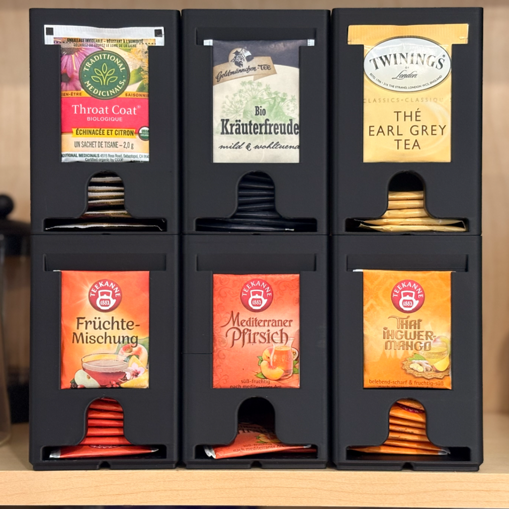 organizador de té, apilable. dispensador.