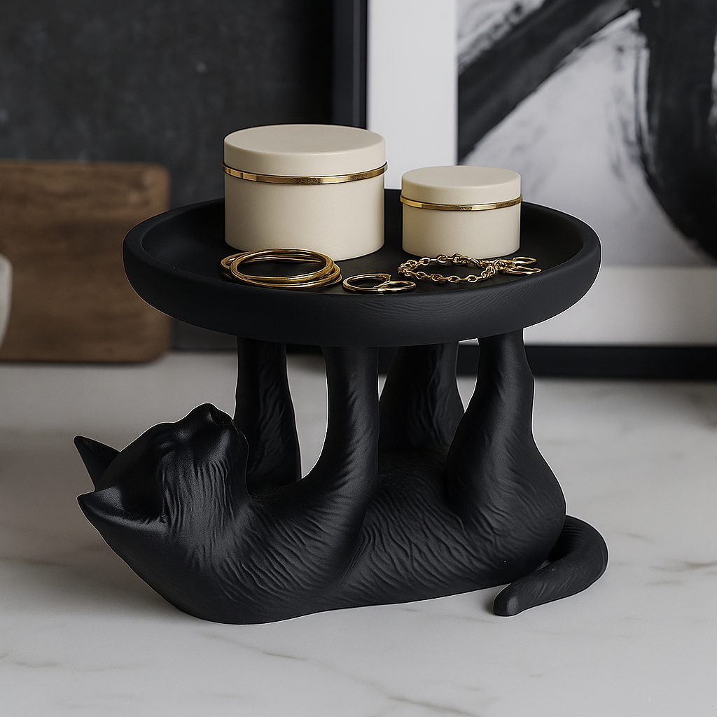 🐾 Decoración original gato multifuncional | Bandeja para llaves, joyas o dulces